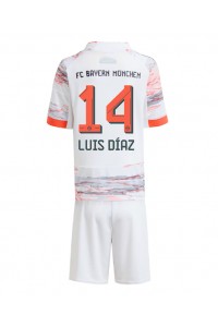 Bayern Munich Luis Diaz #14 Jalkapallovaatteet Lasten Vieraspeliasu 2025-26 Lyhythihainen (+ Lyhyet housut)